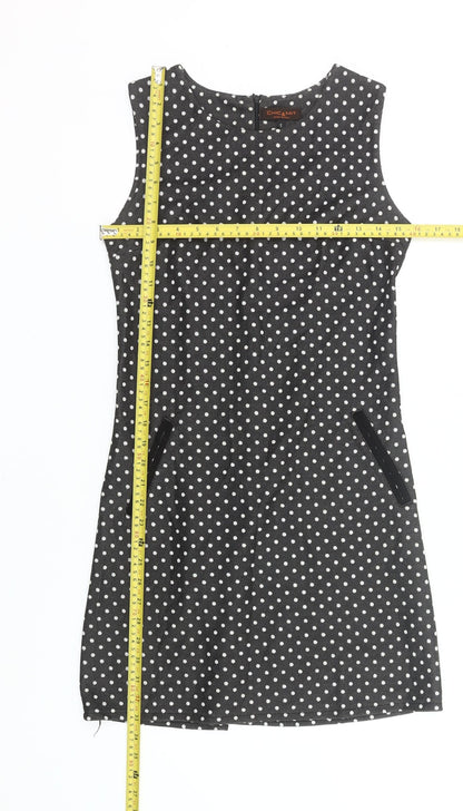 Chic & Mit Women's Black Polka Dot Sleeveless Sheath Dress S