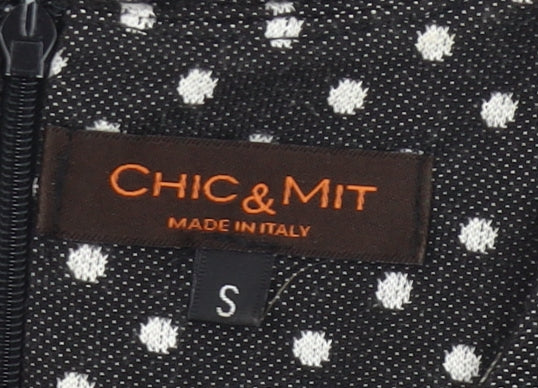 Chic & Mit Women's Black Polka Dot Sleeveless Sheath Dress S