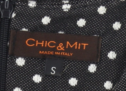 Chic & Mit Women's Black Polka Dot Sleeveless Sheath Dress S