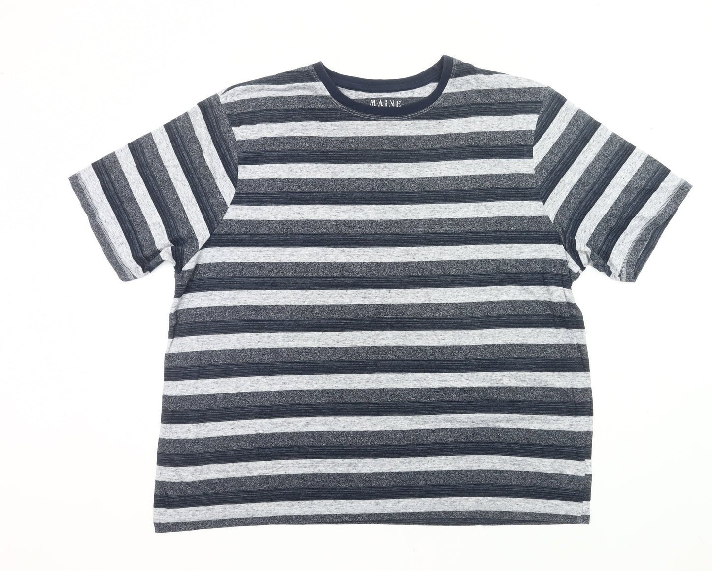 Maine New England Men’s Grey Black Striped XL Crew Neck T-Shirt