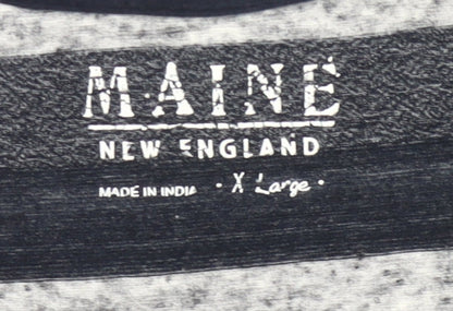Maine New England Men’s Grey Black Striped XL Crew Neck T-Shirt