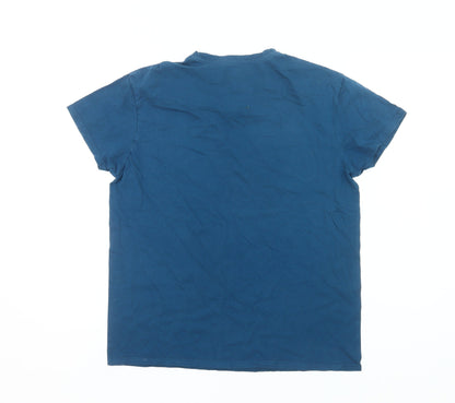 Good Vibes Barcelona Womens Blue Cotton T-Shirt Size M Casual