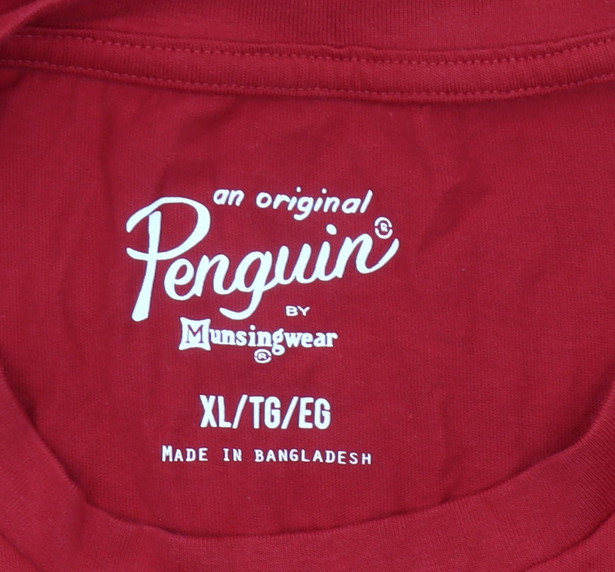 Original Penguin Men's Red XL Crew Neck Graphic Cotton T-Shirt