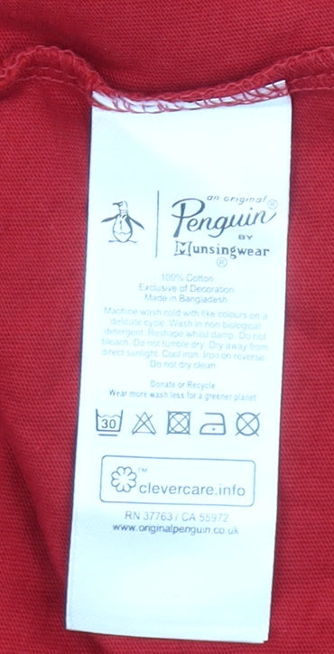 Original Penguin Men's Red XL Crew Neck Graphic Cotton T-Shirt