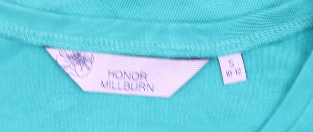 Honor Millburn Women's Blue Cotton Embroidered T-Shirt Size S
