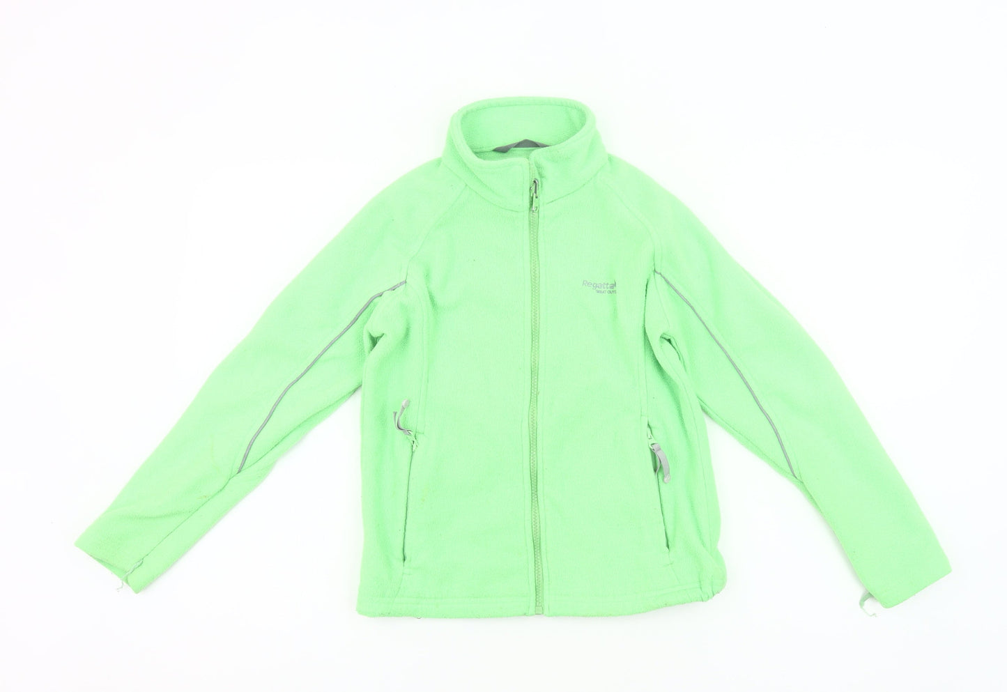 Regatta Girls Green Fleece Full Zip Jacket 9-10 Years Outdoor Casual