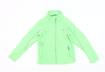 Regatta Girls Green Fleece Full Zip Jacket 9-10 Years Outdoor Casual