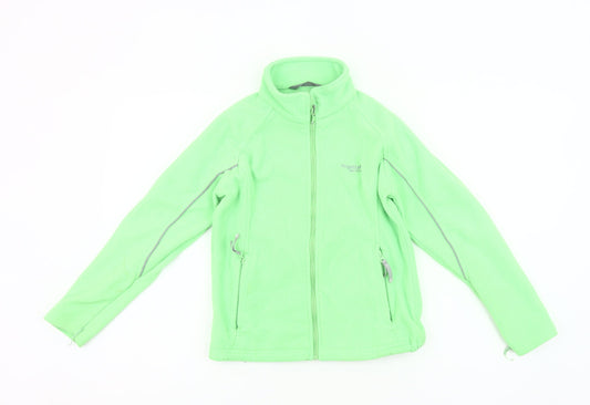 Regatta Girls Green Fleece Full Zip Jacket 9-10 Years Outdoor Casual