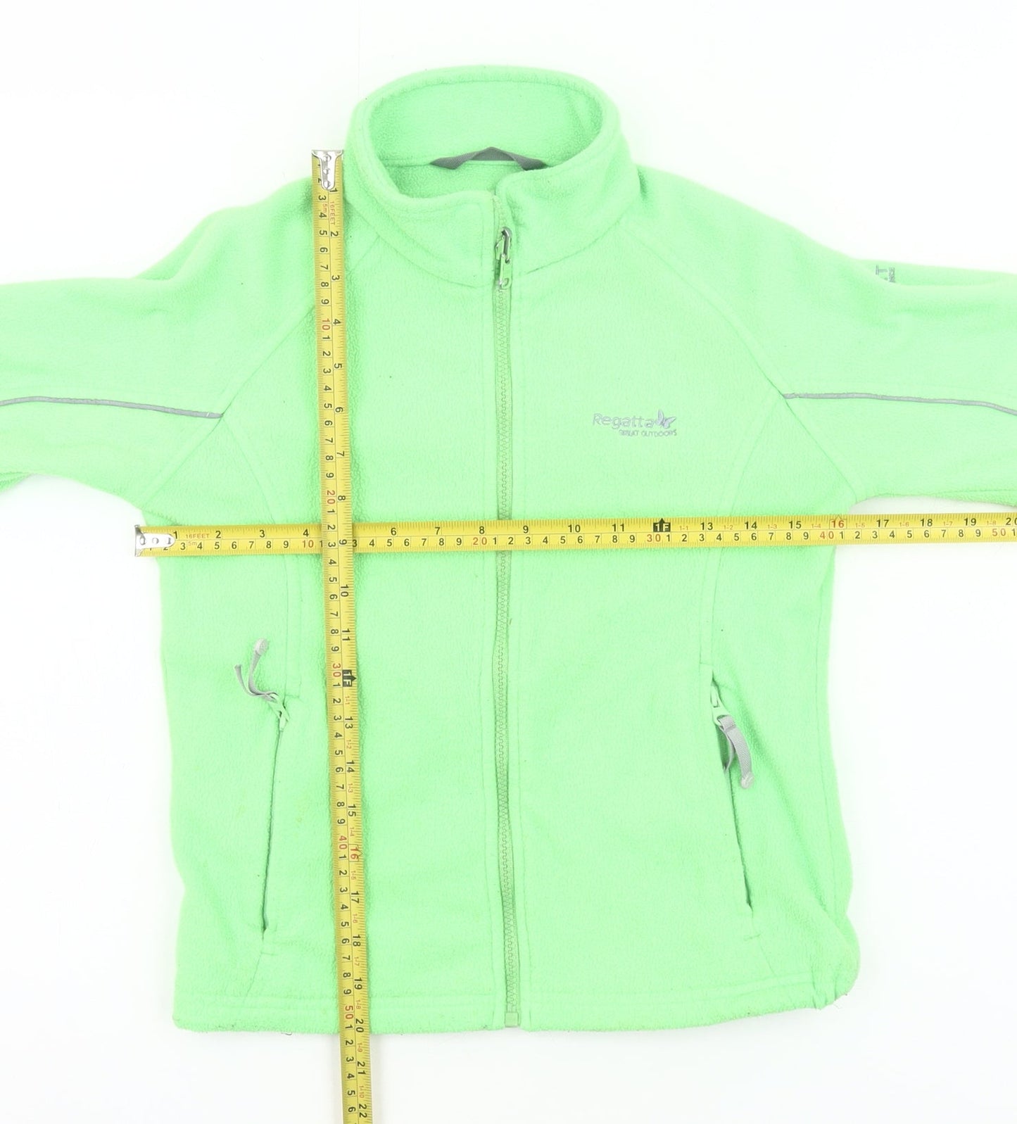 Regatta Girls Green Fleece Full Zip Jacket 9-10 Years Outdoor Casual