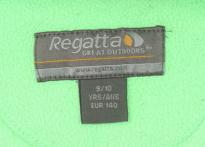 Regatta Girls Green Fleece Full Zip Jacket 9-10 Years Outdoor Casual