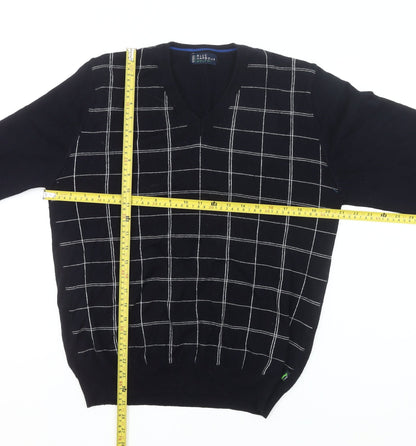 Marks and Spencer Men’s Blue V-Neck Check Golf Jumper Medium