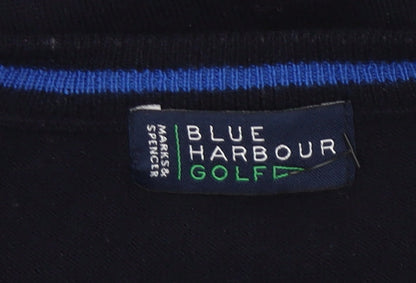 Marks and Spencer Men’s Blue V-Neck Check Golf Jumper Medium