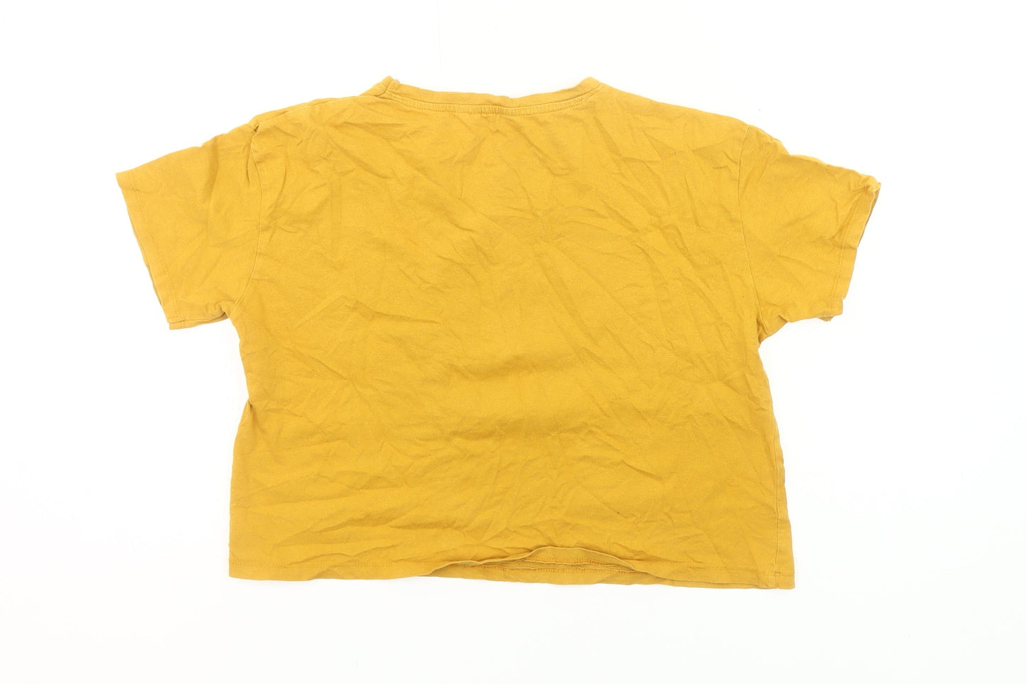 Zudio Womens Yellow Cropped Graphic T-Shirt Size M Casual