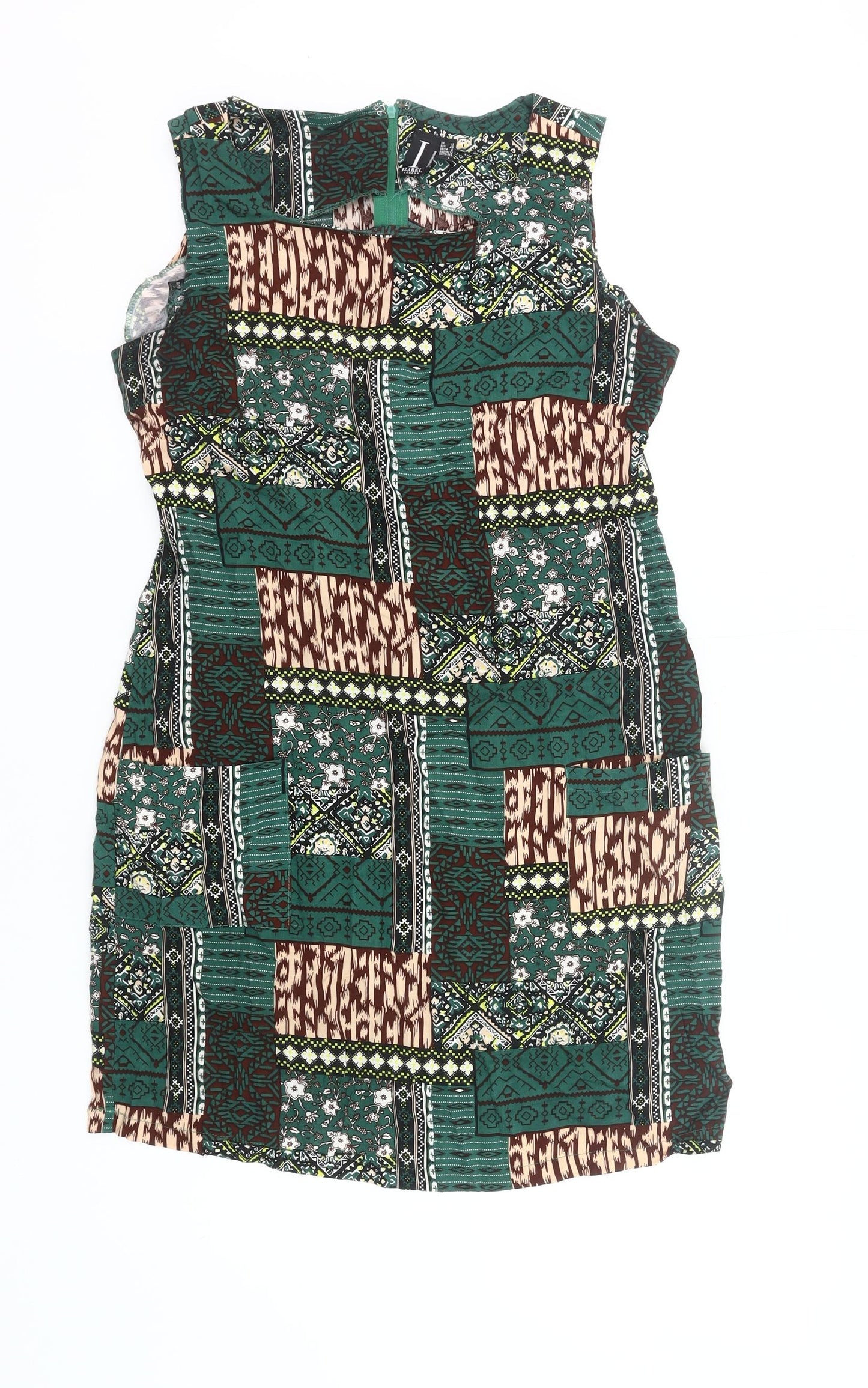 Izabel London Women Green Size 12 Sheath Knee Length Sleeveless Dress