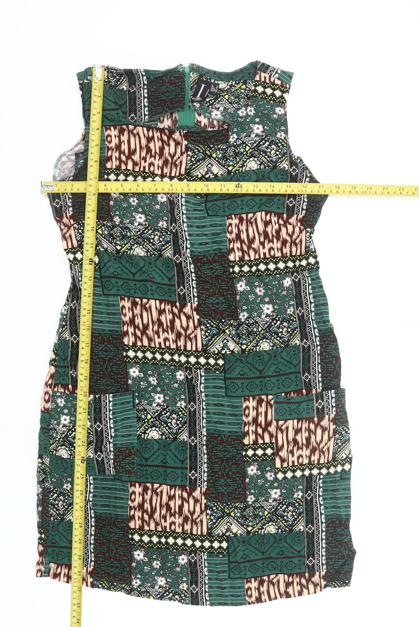 Izabel London Women Green Size 12 Sheath Knee Length Sleeveless Dress