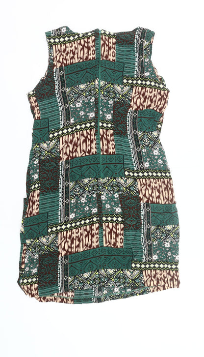 Izabel London Women Green Size 12 Sheath Knee Length Sleeveless Dress