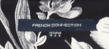 French Connection Womens Black Floral Wrap Blouse UK 10 Bell Sleeve