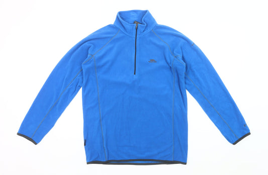 Trespass Men’s Blue Fleece Sweatshirt S Mock Neck 1/2 Zip Outdoor