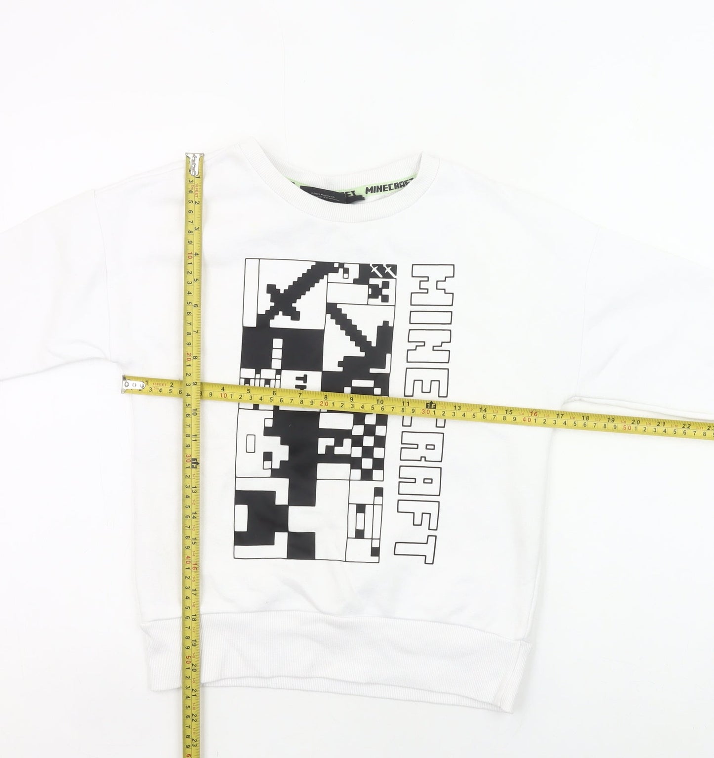 Minecraft Boys White Sweatshirt 8-9Y Pullover Graphic Print Crew Neck