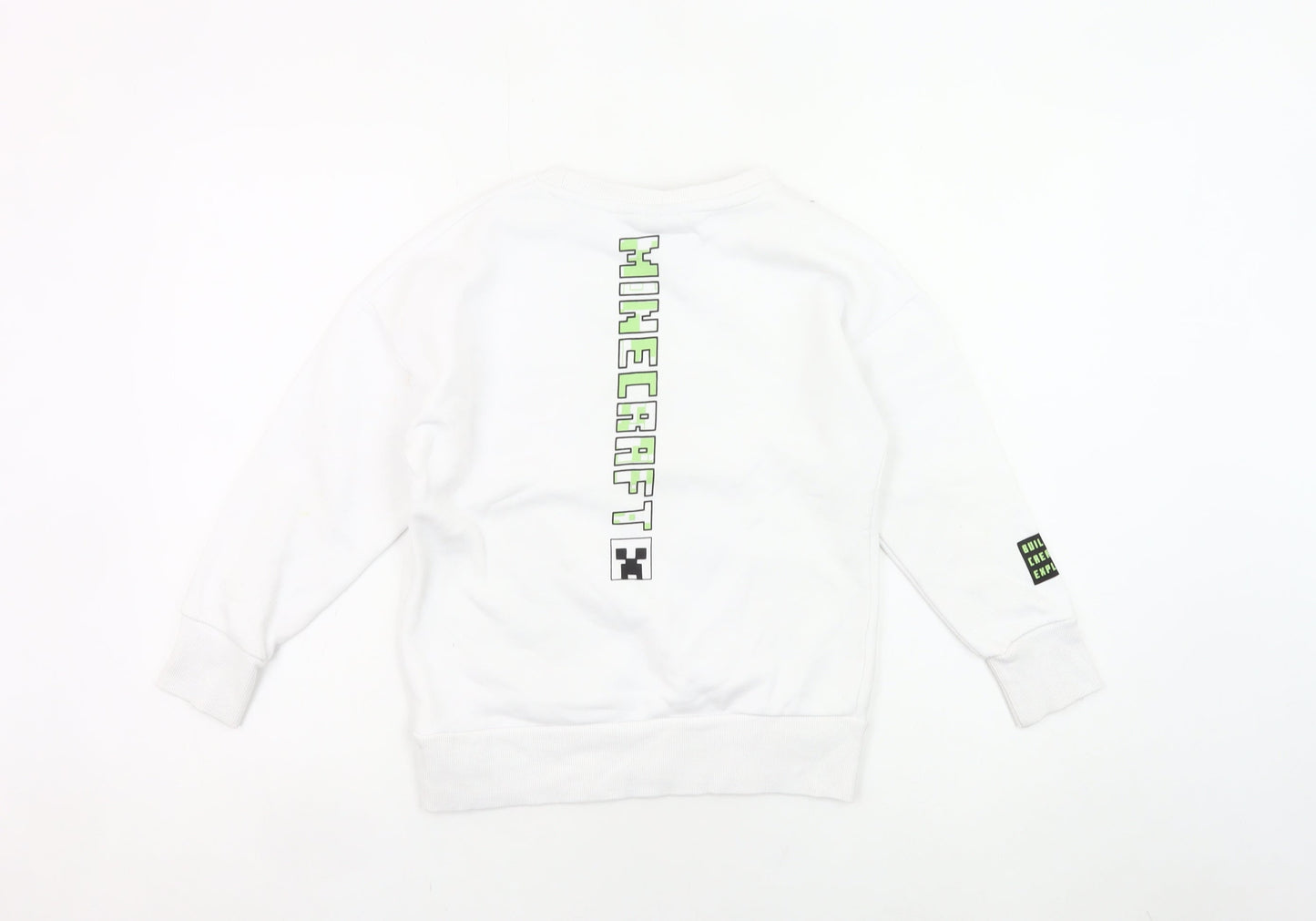 Minecraft Boys White Sweatshirt 8-9Y Pullover Graphic Print Crew Neck
