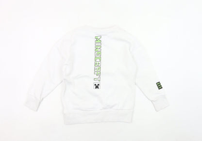 Minecraft Boys White Sweatshirt 8-9Y Pullover Graphic Print Crew Neck