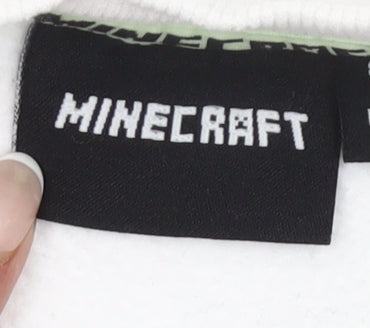 Minecraft Boys White Sweatshirt 8-9Y Pullover Graphic Print Crew Neck