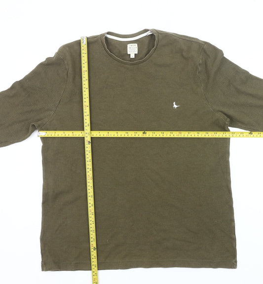 Jack Wills Mens XL Green Long Sleeve Crew Neck Cotton Blend T-Shirt