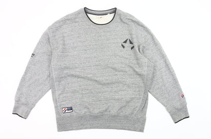 Superdry Mens Grey L Sweatshirt Pullover Crew Neck Logo Print