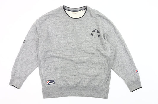 Superdry Mens Grey L Sweatshirt Pullover Crew Neck Logo Print