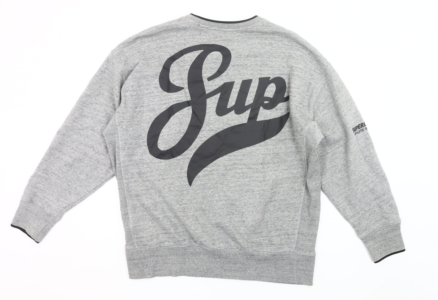 Superdry Mens Grey L Sweatshirt Pullover Crew Neck Logo Print