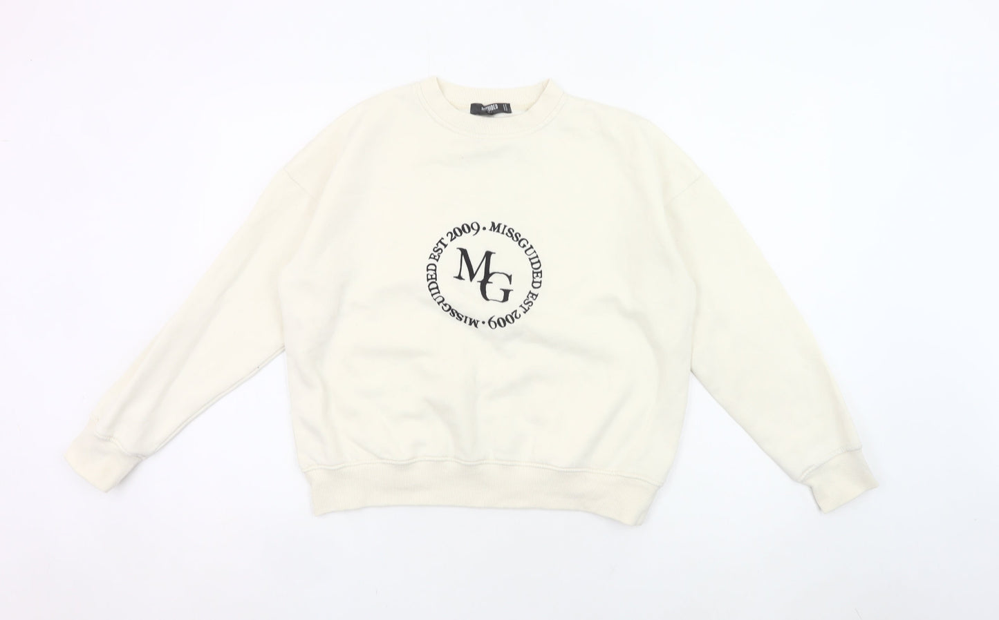 Missguided Women’s Ivory Petite Logo Sweatshirt UK 4 Pullover