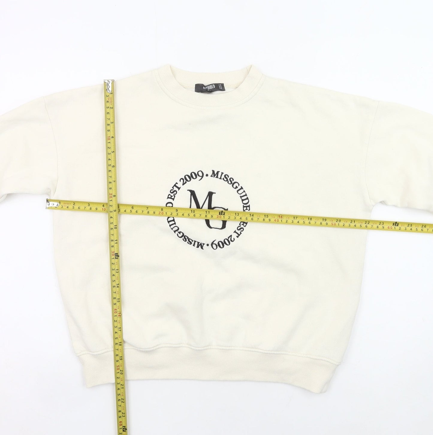 Missguided Women’s Ivory Petite Logo Sweatshirt UK 4 Pullover