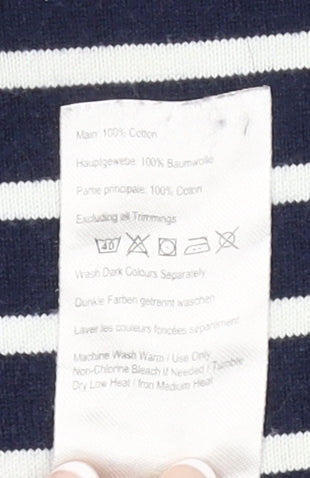 Joules Women Blue White Stripe Shift Dress Size 14 3/4 Sleeve Cotton