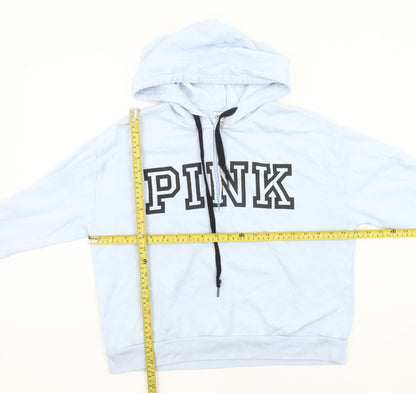 Victoria's Secret PINK Women's Blue Hoodie Small Cotton Blend Logo