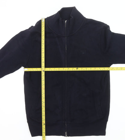 Gant Mens Blue Full Zip High Neck Cotton Jumper Size M