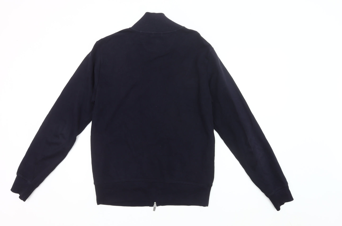 Gant Mens Blue Full Zip High Neck Cotton Jumper Size M