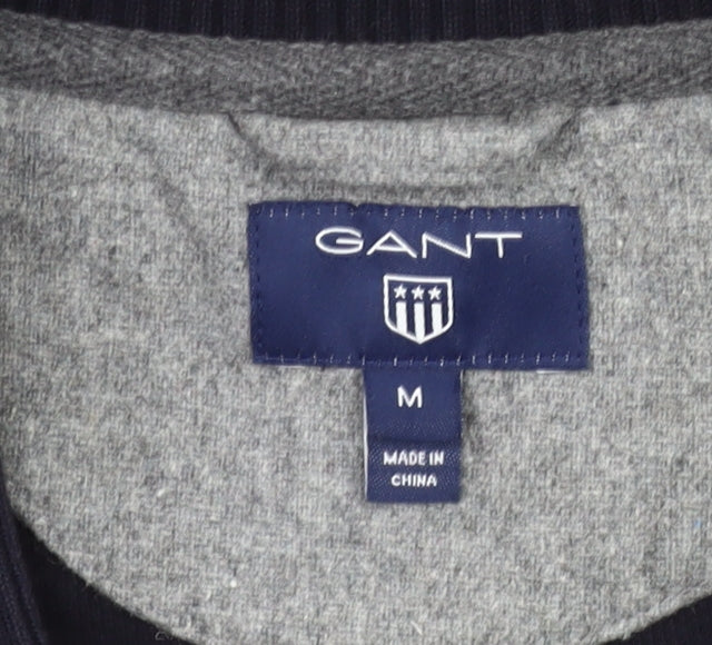 Gant Mens Blue Full Zip High Neck Cotton Jumper Size M
