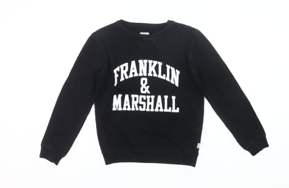 Franklin & Marshall Boys Black Sweatshirt 12-13Y Pullover Crew Neck Logo