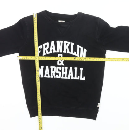 Franklin & Marshall Boys Black Sweatshirt 12-13Y Pullover Crew Neck Logo