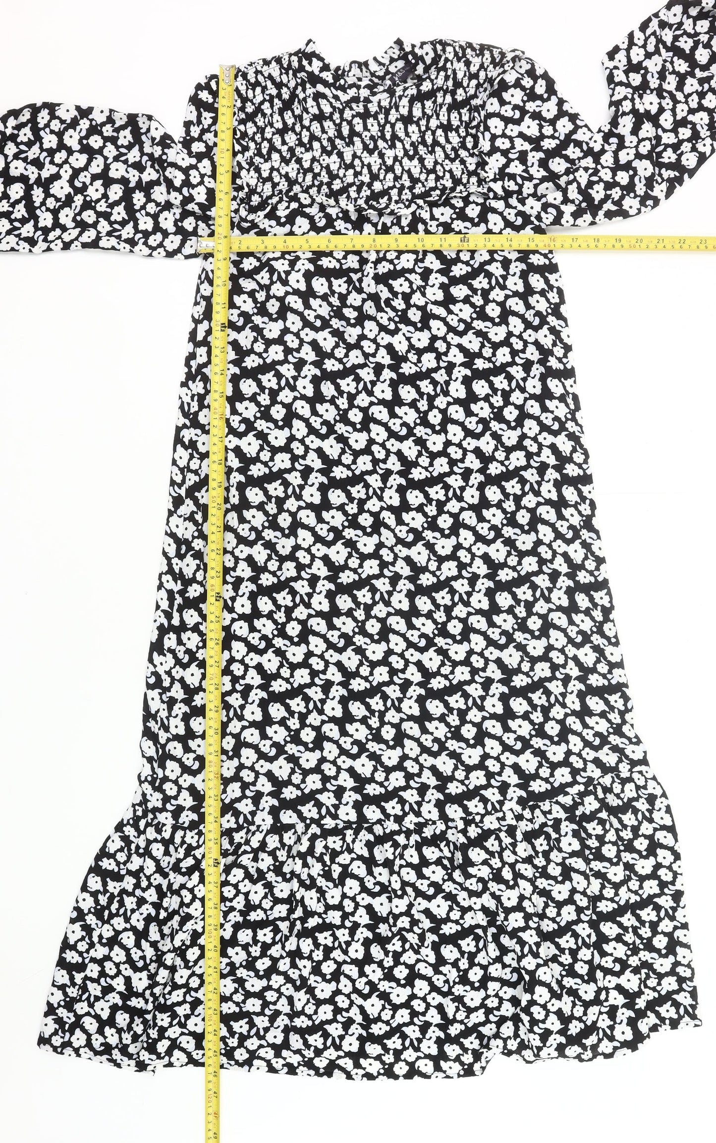 Marks and Spencer Women’s Black Floral Midi Smock Dress Size 6