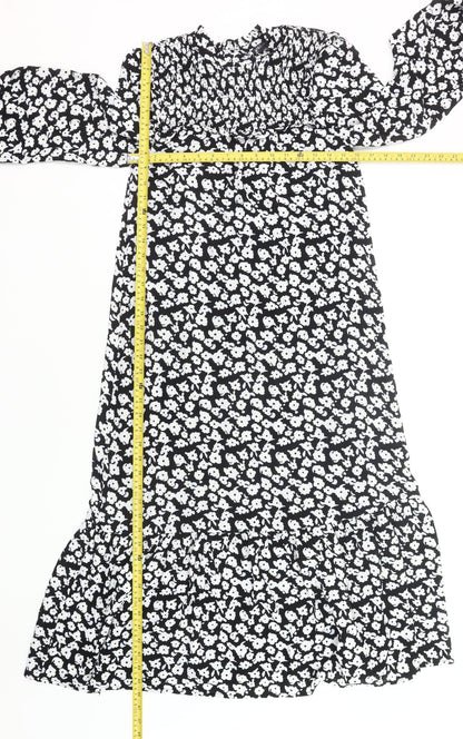 Marks and Spencer Women’s Black Floral Midi Smock Dress Size 6