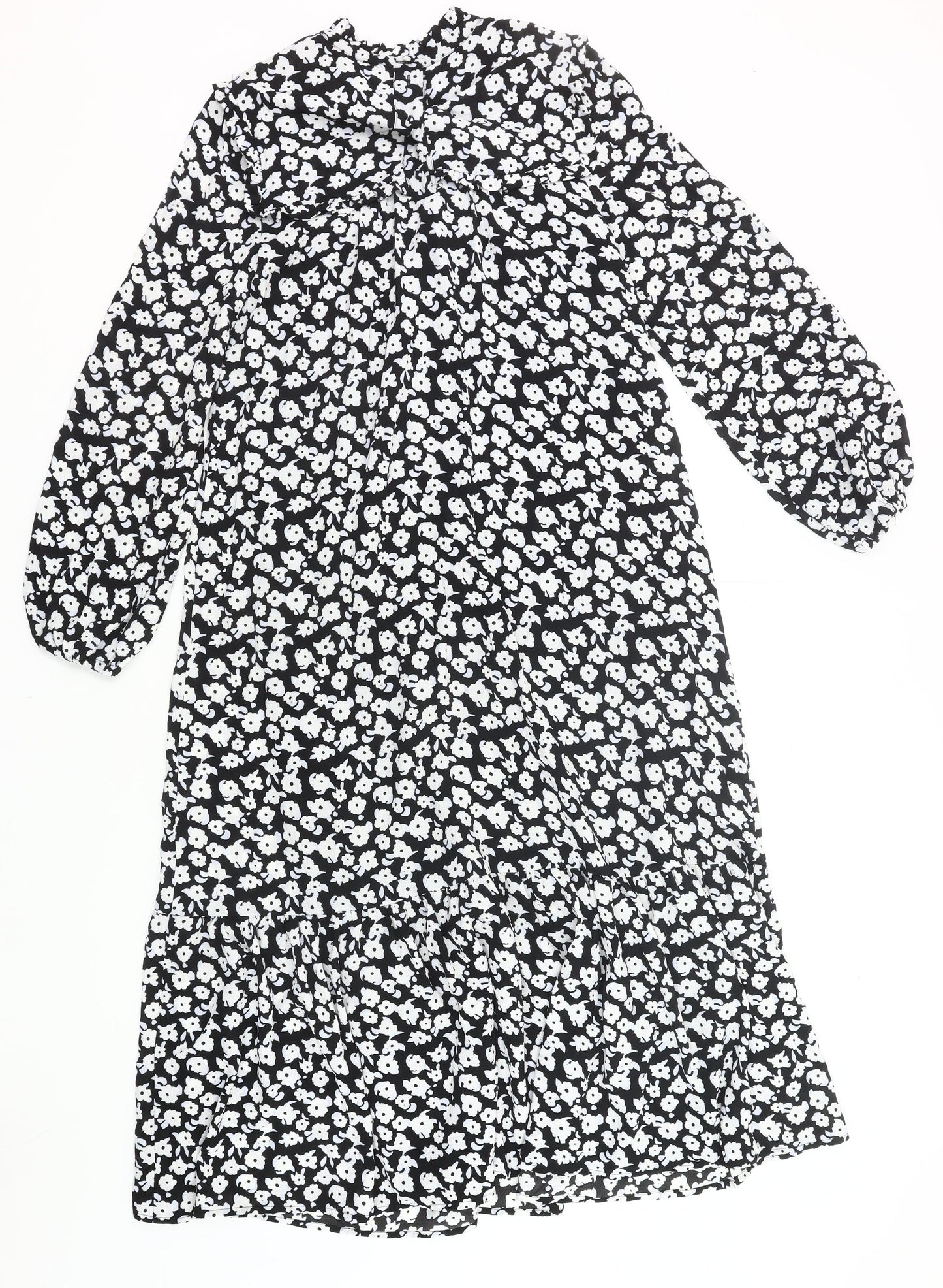 Marks and Spencer Women’s Black Floral Midi Smock Dress Size 6