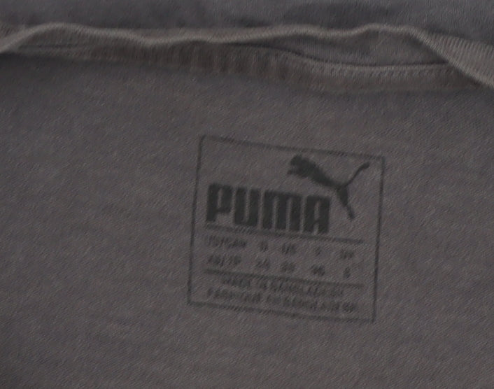 Puma Womens Black S Logo T-Shirt Casual Short Sleeve Cotton