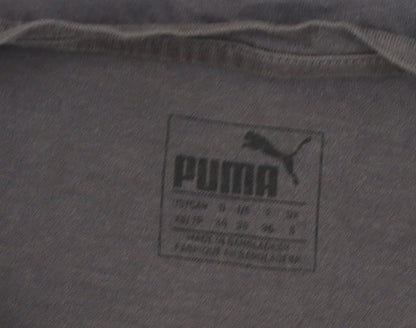 Puma Womens Black S Logo T-Shirt Casual Short Sleeve Cotton