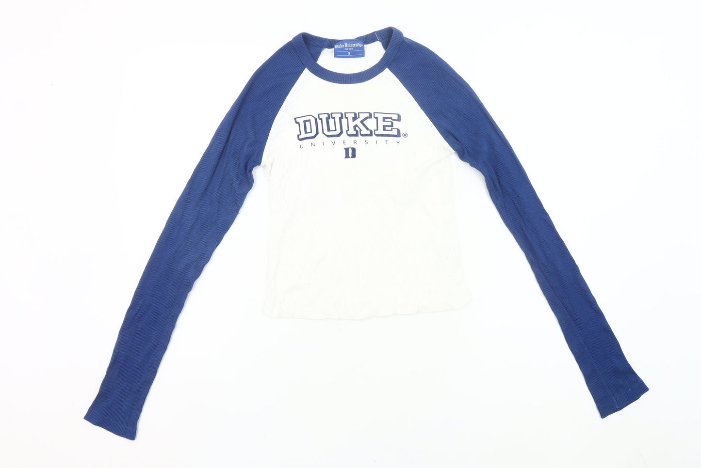 Duke University Womens Blue White Raglan Long Sleeve T-Shirt S
