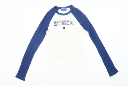Duke University Womens Blue White Raglan Long Sleeve T-Shirt S
