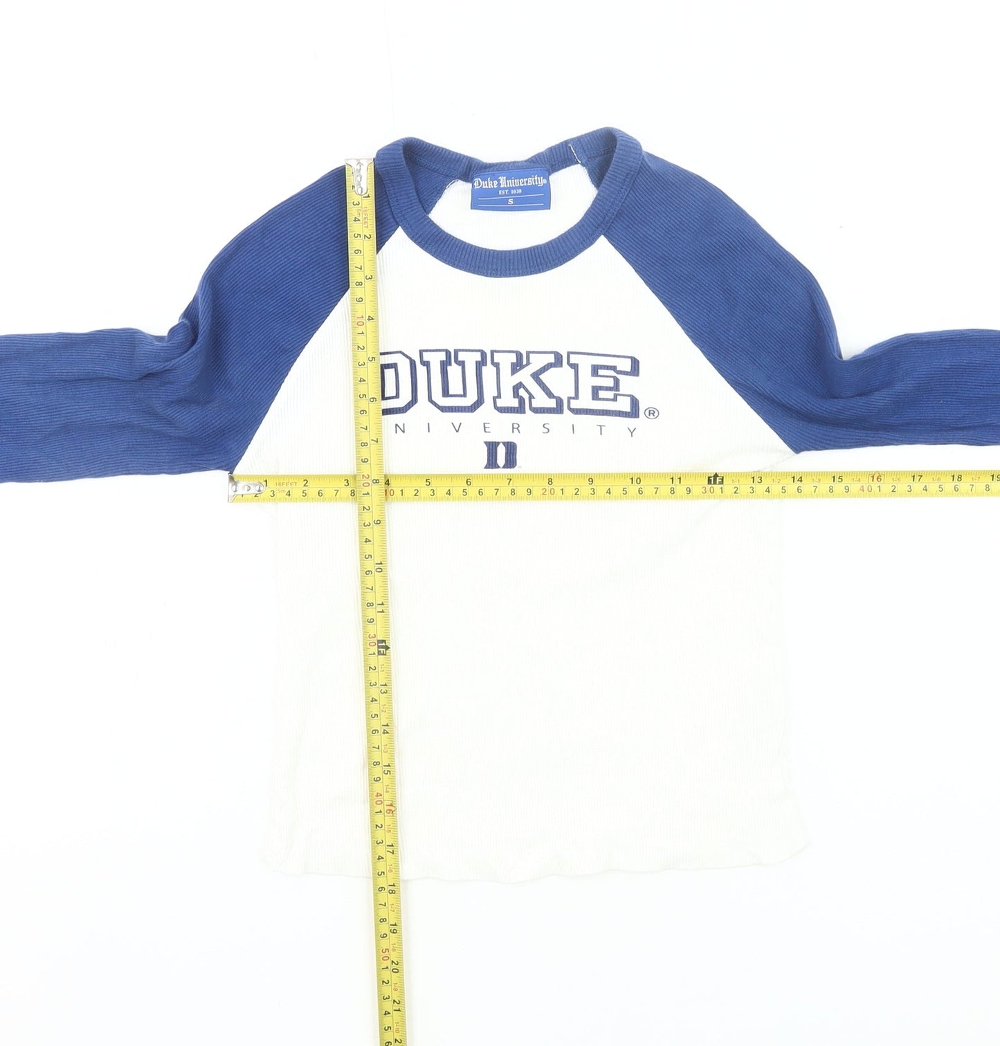 Duke University Womens Blue White Raglan Long Sleeve T-Shirt S