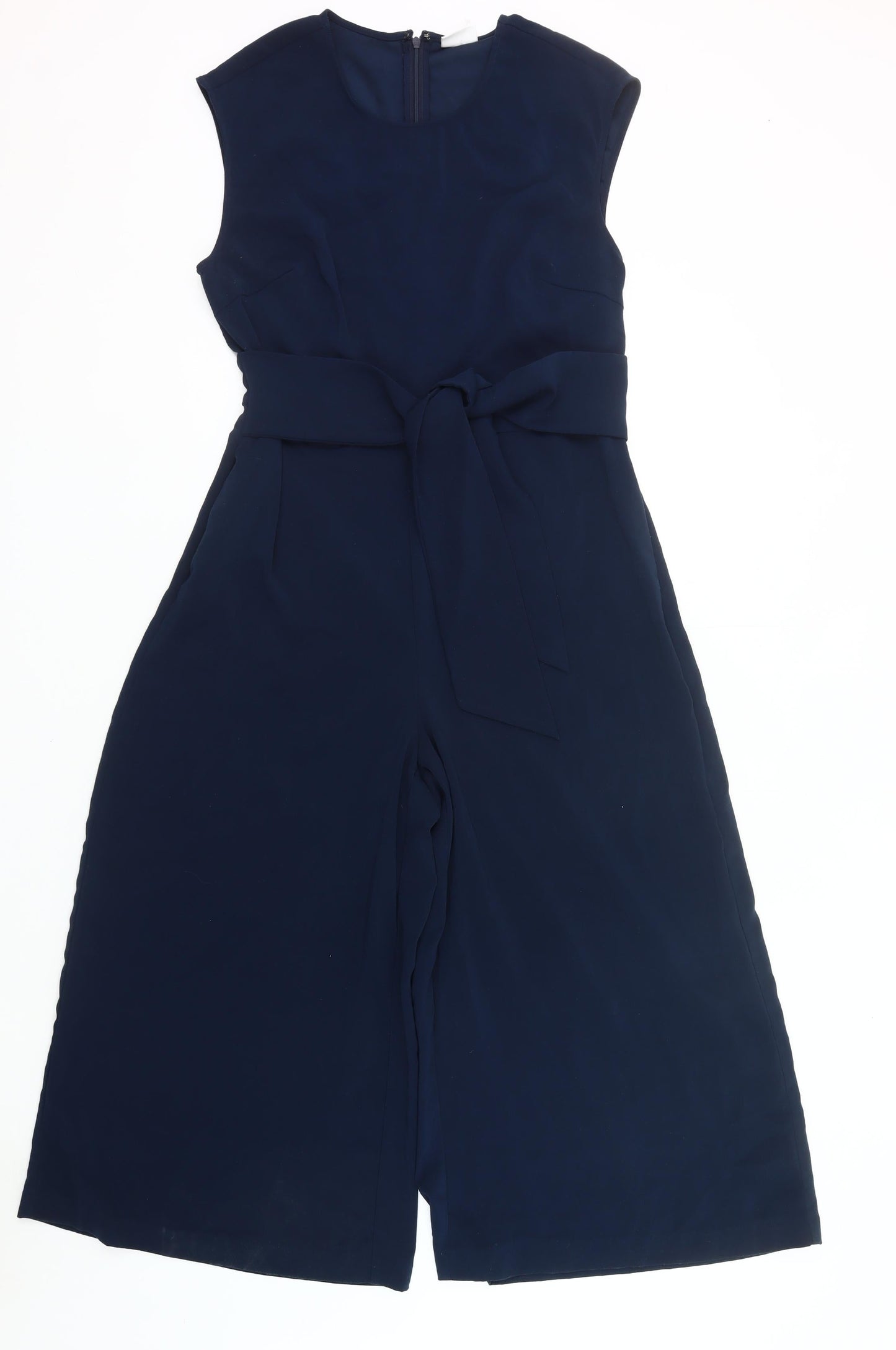 Vila Womens Blue Sleeveless Wide-Leg Belted Jumpsuit XL