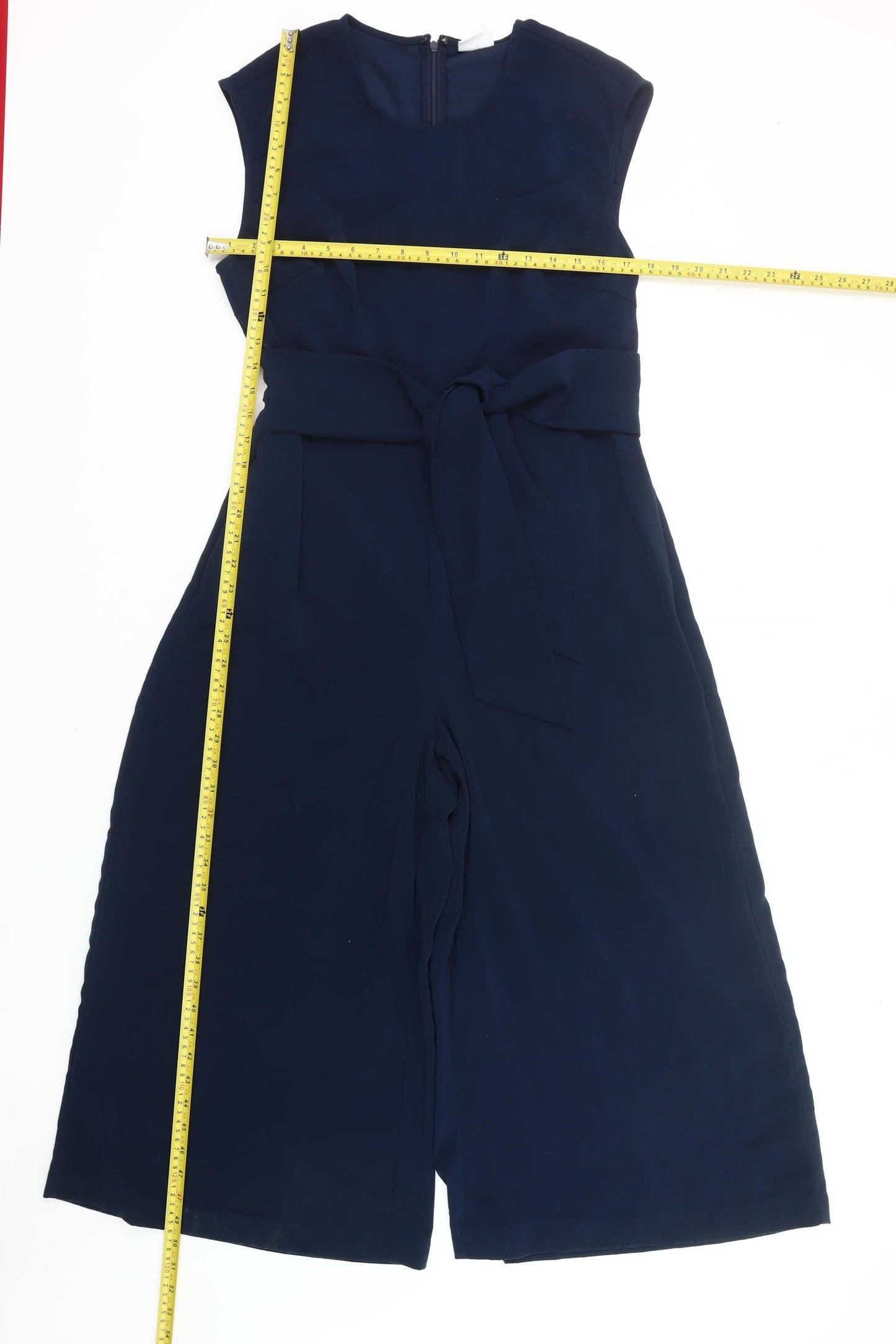 Vila Womens Blue Sleeveless Wide-Leg Belted Jumpsuit XL