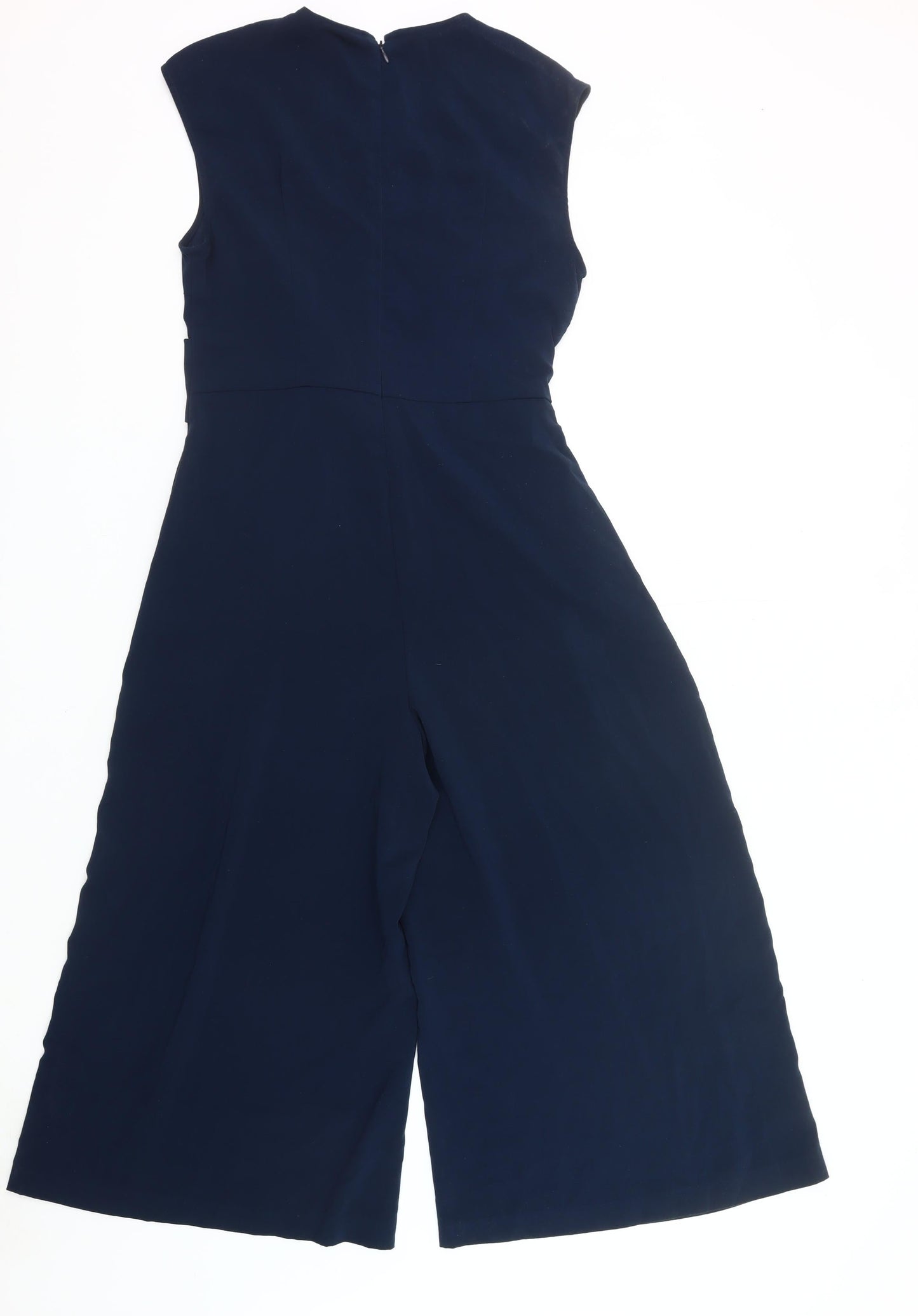 Vila Womens Blue Sleeveless Wide-Leg Belted Jumpsuit XL